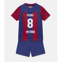 Fotbalové Dres Barcelona Pedri Gonzalez #8 Dětské Domácí 2023-24 Krátký Rukáv (+ trenýrky)